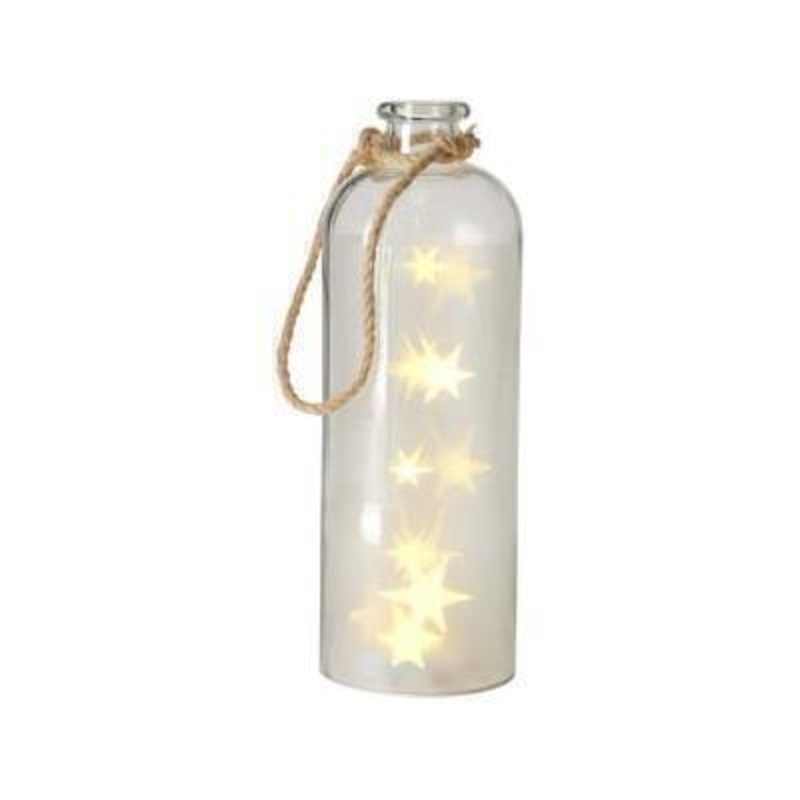 Giant clear glass bottle with LED stars inside perfect to light up any space whilst maintaining the aesthetic quality designed by Transomnia